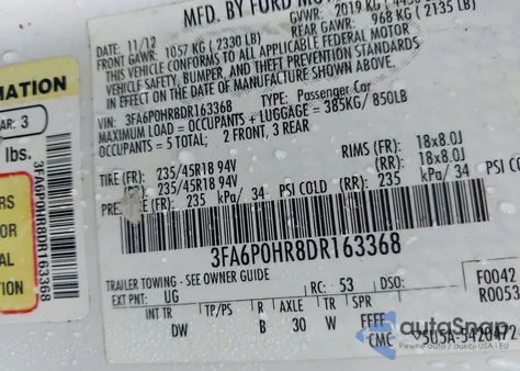 2013 Ford Fusion Se z USA, uszkodzony, nr VIN 3FA6P0HR8DR163368